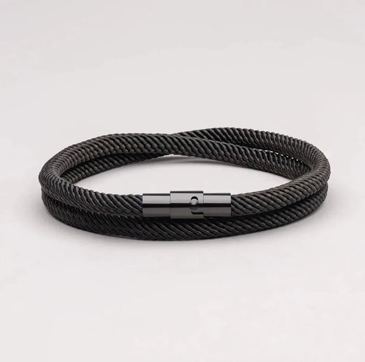 Minimalist Black Rope Bracelet Wave