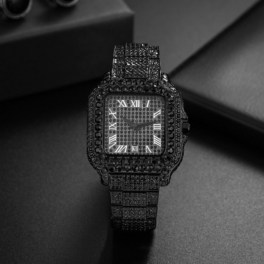 Straight European Hip Hop Diamond Quartz Wrist Watch